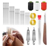 Conjunto de agujas de coser Big Eye de acero, juego de 37 agujas de acero inoxidable para coser a mano, juego de agujas de acero Big Eye con ojo grande - largas y delgadas agujas de costura y quilting