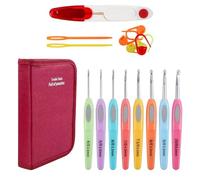 Conjunto de Agujas de Ganchillo Ergonómicas - Juego De Herramientas Para Tejer Con Estuche | Kit de Ganchillos para Hilo de Tejer - para Decoración del Hogar Creación de Mantas Pasatiempo de Viaje