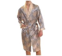Conjunto de Albornoz de Seda Fina para Hombre, Bata de baño de Seda Fina de Hielo, Talla Extra Grande (Dorado, XXXXXL)