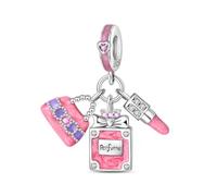 Conjunto de amuleto trío de bolsa rosa, amuleto para pulsera, collar de pulsera Pandora compatible con