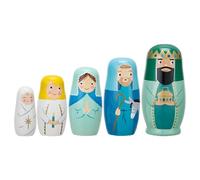 Conjunto de apilamiento de madera, figuras de capas | Juguete de colección artesanal de vacaciones, decoración de jesús pintada a mano, exhibición de de anniver