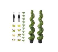 Conjunto de Árboles Topiarios de Buxo Artificial de Duoku Diseño en Espiral-60 Pulgadas-2 Piezas-Resistente a los UV