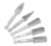 Conjunto de archivos de rebabas rotativas de 5 piezas 1/4 pulgadas Mango hexagonal Fresas de acero de alta velocidad Archivos rotativos Herramientas para hardware de aluminio y hierro