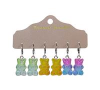 Conjunto De Aretes Colgantes Animales Dibujos Animados Oso Color Degradado Caramelo Lindo Resina Joyería Para Orejas Para Niñas Accesorios