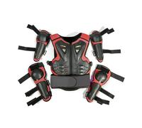 Conjunto de Armadura Protectora niños Motocicleta, con Carcasa de PE, Almohadillas amortiguadoras para Rodillas y Codos, diseño ergonómico 3D Ajustable para Motocross Ciclismo,Red-One Size