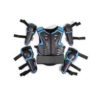 Conjunto de Armadura Protectora niños Motocicleta, con Carcasa de PE, Almohadillas amortiguadoras para Rodillas y Codos, diseño ergonómico 3D Ajustable para Motocross Ciclismo,Blue-One Size