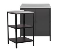 Conjunto de armario exterior bolognano armario + estantería de pie acero - negro [casa.pro] 92 cm