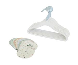 Conjunto de Armario para bebé 3 Sprouts: 15 Perchas de Terciopelo, 8 separadores de Ropa por Edad y organizadores de Armario para bebé (Perchas Color Crema y separadores terrazo)