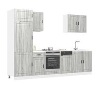 Conjunto de Armarios de Cocina Porto 7 Piezas en Madera de Ingeniería Sonoma Gris, Diseño Elegante para Optimizar Espacios con Amplio Almacenaje, Estructura Resistente