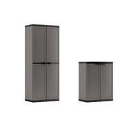 Conjunto de armarios de resina alto 166x68x39cm y bajo 87x68x39cm keter