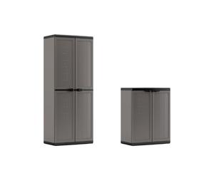 Conjunto de armarios de resina alto 166x68x39cm y bajo 87x68x39cm keter