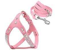 Conjunto de arnés de Piel de Ante Suave para Perro, Chaleco de Cristal Brillante para Gatos y Cachorros de 1,2 m para Mascotas pequeñas y Medianas Chihuahua Poodle Shih Tzu