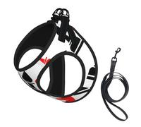 Conjunto de arnés y correa para perro, con estampado de patrón de ajedrez, malla suave, reflectante, transpirable, ligero, estilo chaleco