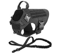 Conjunto de arnés y Correa para Perro Grande, Chaleco para Caminar de Entrenamiento para Pastor Malinois, Conjunto de arnés y Collar para Perro (BK Harness Leash L)