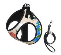 Conjunto de arnés y Correa para Perros con diseño de Flores y Hojas, Chaleco Reflectante Ajustable para Perros pequeños, arnés de Malla Transpirable para Cachorros, Ideal para Paseos y Senderismo, ta