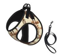 Conjunto de arnés y Correa para Perros con Estampado de Vaquero Sentado sobre el Lomo de una Vaca (2), Chaleco Reflectante Ajustable para Perros y Gatos pequeños y medianos.