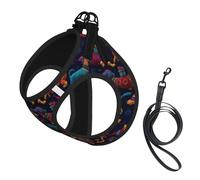 Conjunto de arnés y Correa para Perros con Estampado navideño de teckel, Chaleco Reflectante Ajustable para Perros y Gatos pequeños y medianos.