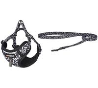 Conjunto de arnés y correa para perros de 15 m (negro/blanco) - DOGNESS