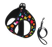 Conjunto de arnés y Correa para Perros Polka Dot Party Black No Pull, Chaleco Reflectante Ajustable para Perros pequeños, arnés de Malla Transpirable para Cachorros para Paseos y Senderismo, Talla gr