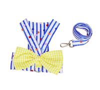 Conjunto de arnés y Correa para Vestido de, algodón Suave, Transpirable, Hebilla de Metal, Chaleco para a Rayas, arnés con decoración de Lazo para Primavera, Verano, Perros (S)
