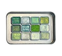 Conjunto de arte de acuarela portátil - pintura de acuarela brillante - 12 colores, paleta de pigmentos con lentejuelas para artistas, pinturas brillantes metálicas, kit de pintura apto para viajes