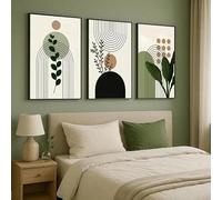 Conjunto de arte mural botánico moderno, minimalista, con plantas verdes, impreso en lienzo para sala de estar, decoración moderna del hogar (60x80cm/3 piezas sin marco)