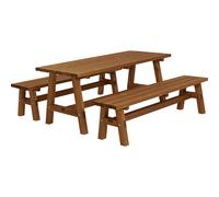 Conjunto de asientos mesa, 2 bancos, en pardo grisáceo