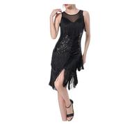Conjunto de baile latino for mujer, vestido competición salón, traje con flecos, Tango, Salsa, brillante, exquisita lentejuela Para Fiestas y Bailes(Black,XL)