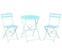 Conjunto de balcón de metal azul turquesa mesa redonda sillas de acero exterior Fiori
