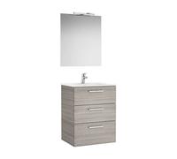 Conjunto de baño de 60 cm con un acabado en color roble city texturizado Pack Family Victoria Roca - Sin toallero / Sin conjunto de patas / Con caja organizadora + Con caja organizadora + Set de 2 col