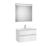 Conjunto de baño compacto de 80 cm con lavabo central color blanco brillo Pack The Gap Roca - Sin conjunto de patas / Sin set de 2 colgadores