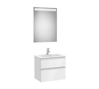 Conjunto de baño compacto de 60 cm con lavabo central color blanco brillo Pack The Gap Roca - Sin conjunto de patas / Sin set de 2 colgadores