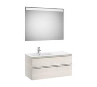 Conjunto de baño de 100 cm con dos cajones en acabado color fresno Pack The Gap Roca - Con toallero / Sin conjunto de patas / Con caja organizadora + Con caja organizadora + Set de 2 colgadores