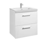 Conjunto de Baño con 2 Cajones Unik de 60 cm Colección Prisma Blanco Brillo Roca - Sin toallero / Sin conjunto de patas / Sin caja organizadora + Sin caja organizadora + Sin set de 2 colgadores