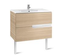 Mueble de baño con lavabo y 2 cajones de 100 cm de ancho color roble Unik Victoria-N Roca - Con conjunto de patas / Con dos cajas organizadoras / Con dos cajas organizadoras