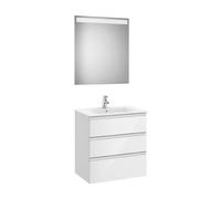 Conjunto de baño de 70 cm con lavabo central color blanco brillo Pack The Gap Roca - Con toallero / Sin conjunto de patas / Con caja organizadora + Sin caja organizadora + Sin set de 2 colgadores