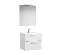 Conjunto de baño de 60 cm con un acabado en color blanco brillo Pack Victoria Roca - Con toallero / Con conjunto de patas / Sin caja organizadora + Sin caja organizadora + Set de 2 colgadores