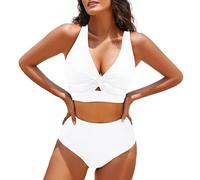 Conjunto de baño genérico para el embarazo Top Swimsuits High Waisted Bathing Suits Short Caqui Mujer, blanco, XXL