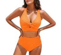Conjunto de baño genérico para el embarazo Top Swimsuits High Waisted Bathing Suits Short Caqui Mujer, naranja, XL