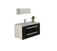Conjunto de baño lavabo pila lavamanos Locarno negro alto brillo Soft Close