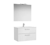 Conjunto de Baño de 80 cm Colección Victoria Blanco Brillo Roca - Sin toallero / Sin conjunto de patas / Sin caja organizadora + Sin caja organizadora + Sin set de 2 colgadores
