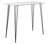 Conjunto de Bar Genérico 5 Piezas, Blanco y Negro | Mesa MDF fácil de limpiar, marco metálico resistente, taburetes PP ergonómicos, espalda de malla, 110 kg por asiento