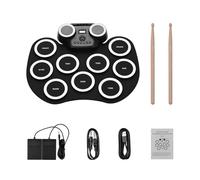 Conjunto de Batería Electrónica con Altavoces Incorporados, Kit de Batería Digital Enrollable Portátil para Principiantes, Altavoz Dual, Monitoreo de Auriculares, Batería de