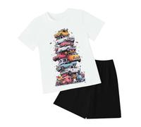 Conjunto de bebé niño de verano camiseta de manga corta + pantalones cortos de cintura elástica con bolsillos cómodos y cómodos casuales deportivos de playa traje de verano para niños