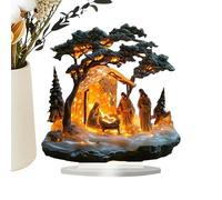 Conjunto De Belén Iluminado - 18x18CM Figuras Del Belén Con LED, Decoración Navideña, Conjuntos De Beléns De Navidad, Figuras Creativas De La Escena Del Festival De Jesús, Para Interiores, Mesa