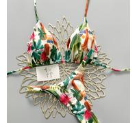 Conjunto de bikini de 2 piezas con estampado de plantas para mujer