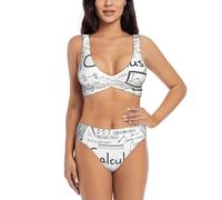 Conjunto de bikini de dos piezas con estampado de cálculo g e matemáticas entrecruzadas para mujer, con almohadillas extraíbles, traje de baño para playa, piscina, vacaciones, Negro, XXL