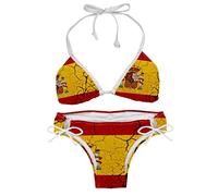 Conjunto de bikini de la bandera de España con emblema para mujer, traje de baño de playa, Multicolorido, talla única/M