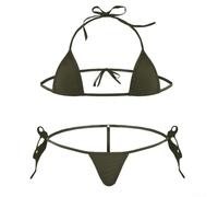 Conjunto de bikini de lencería femenina con diseño de cuerda atada y tela de seda de hielo de horquilla alta, poliéster elástico medio, ideal para vacaciones, playa, ciclismo y yoga (talla única