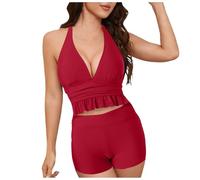 Conjunto De Bikini para Mujer Bikini Bikinis Tallas Grandes Extragrande Tanga Copas Bandage con Tirantes Extraíbles Y Traje De Baño Triangular Tankini Push Up con Control Barriga En La Parte Inferior